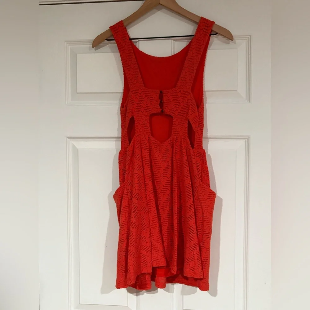 Free People Vibrant Orange Lace Mini Dress